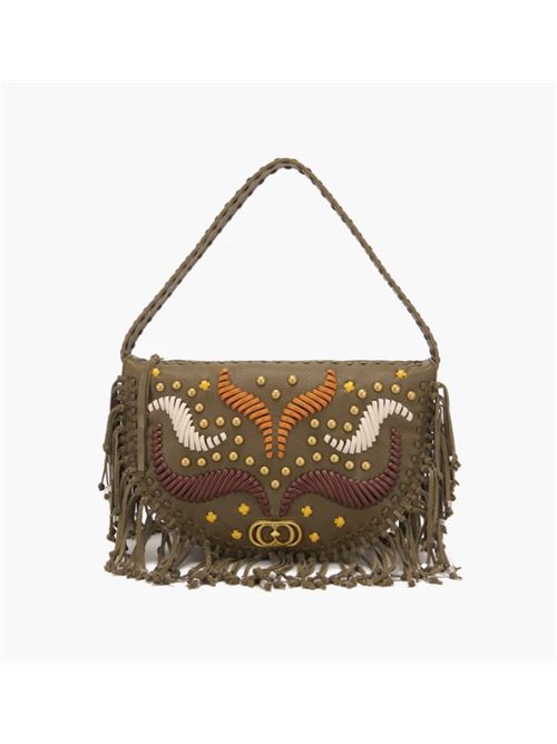 jungle fringe shoulder bag synt LA CARRIE | 151C-DB-870-TBTUMBLED MUD FANGO